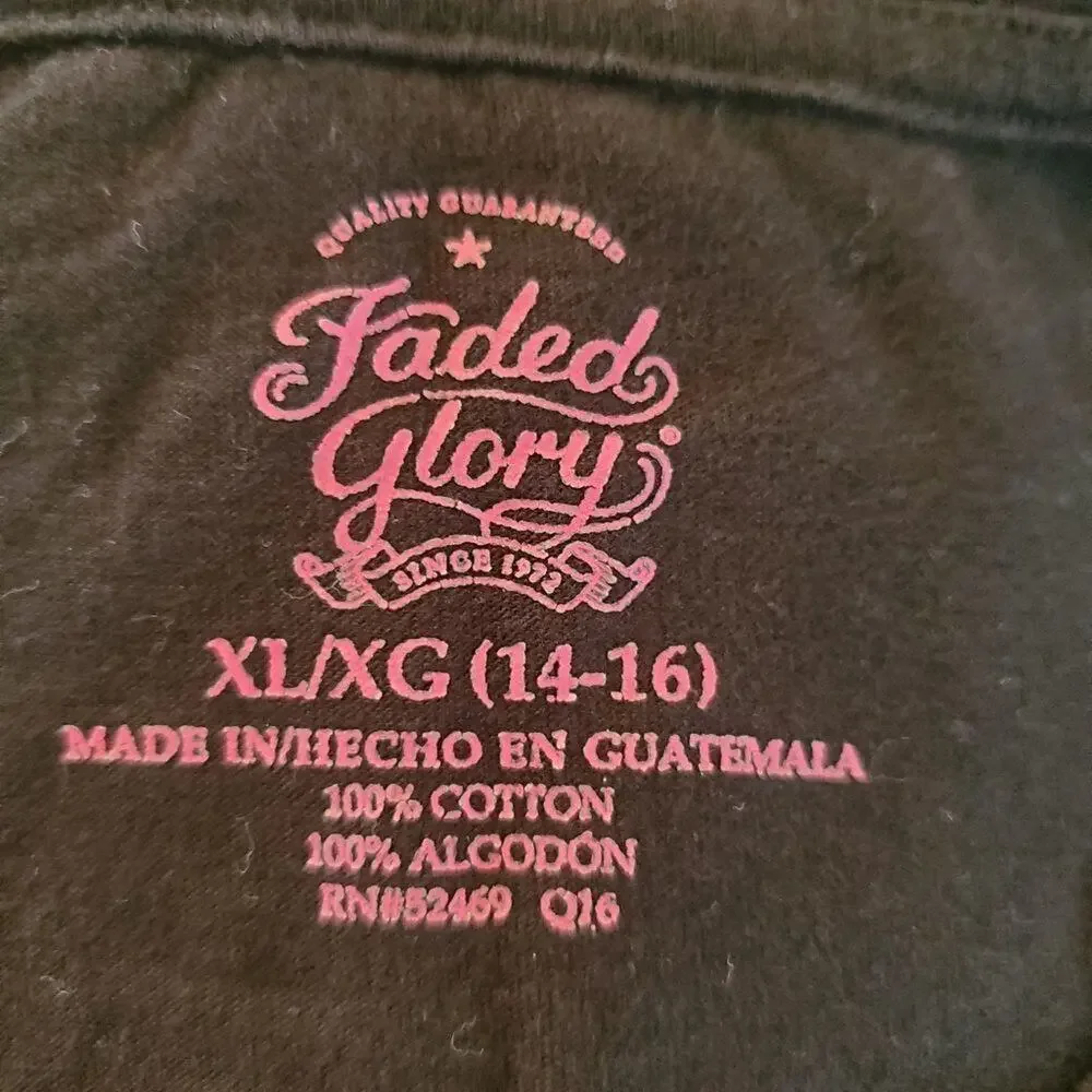 Faded glory XL 14-16 girls long sleeve black tee